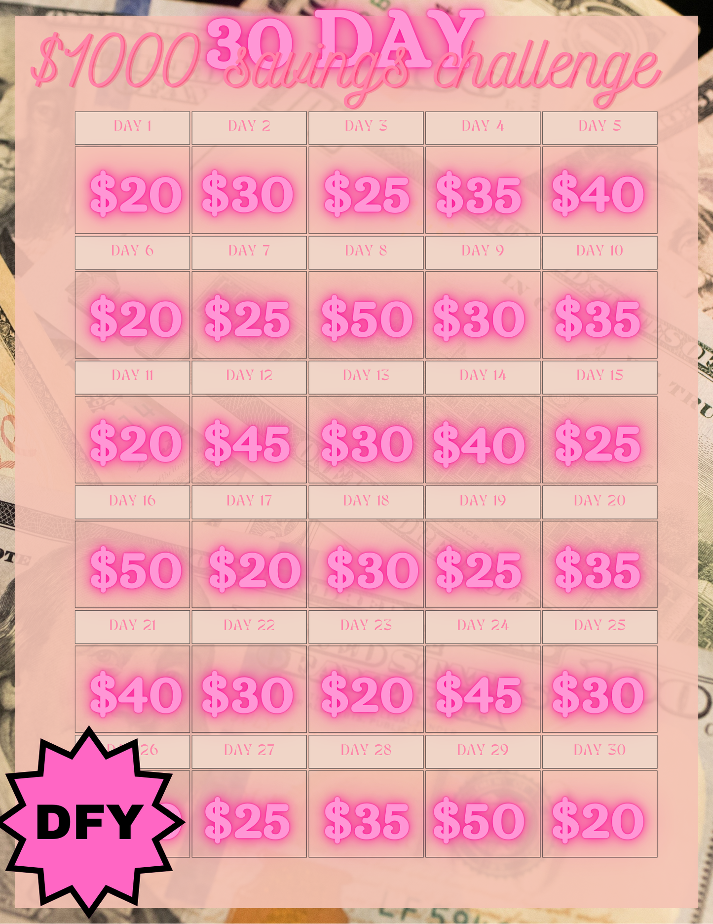 $1000 in 30 days-Savings Challenge